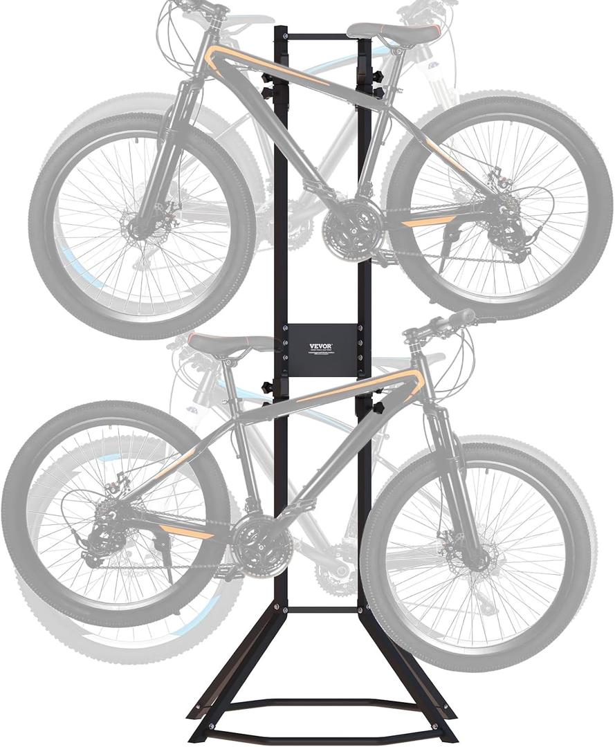 VEVOR 4 Bike Rack Garage Storage, Free Standing Gravity Wall Vertical Bike Stand, Sturdy Steel & Easy Assemble, for Road, MTB, and Hybrid Bicycles, Holds Up to 260 Lbs