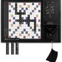 Oversized Wooden Wall Mounted Word Game (32 x 24) | Magnetic Word Tile Board with Chalkboard, Storage & Tiles | Wall Mounted Game & Rustic Home Dcor & Game Room Wall Decor