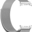 Bands Compatible with Samsung Galaxy Watch 8 40mm/44mm/Classic 46mm 2025, Magnetic Milanese Loop Mesh Metal Stainless Steel Replacement Wristband for Men Women (Silver)