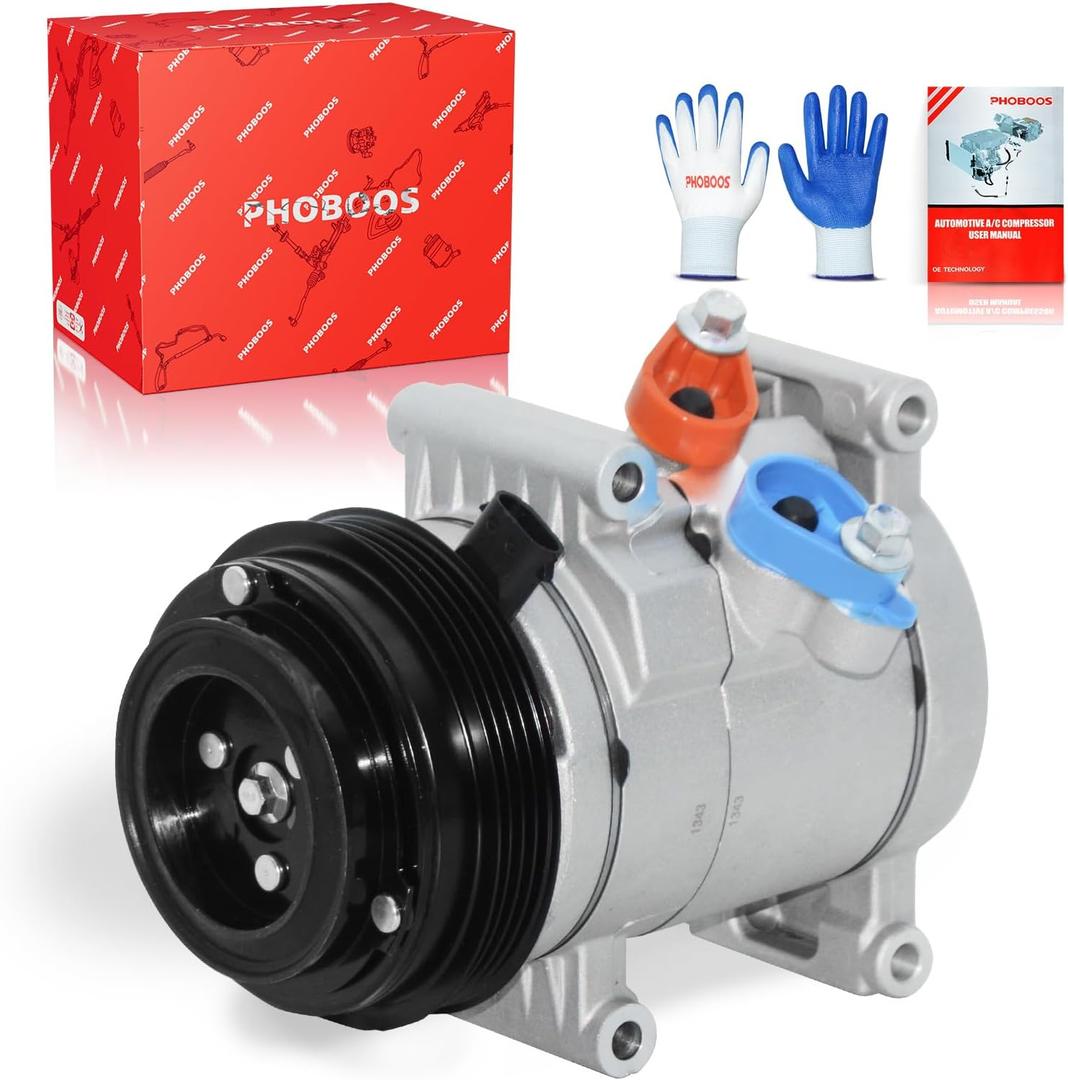 PHOBOOS A/C Compressor with Clutch Compatible with Chevrolet Spark 2012 L4 1.2L, Beat 2018-2021 L4 1.2L, CSP11 Compressor Type, Fast Cooling, Low Noise, Easy Installation, Ref. CO29126C