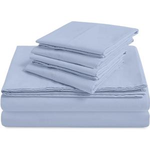 Sheet Set, 100% Extra Long Staple Giza Cotton Sateen Weave,King Size,Light Blue