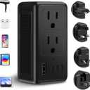 2000W Voltage Converter US to Europe for Hair Dryer, Converter for European Travel, 220V to 110V Power Converter Adapter Combo International Universal Travel Adapter with Type C G A I (Black)