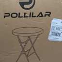 pollilar Cocktail Table 28in Portable Folding Bar Height Table, Compact Round High Top Plastic & Steel Bistro with Removable Legs, for Indoor Outdoor RV Patio Catering Parties Commercial Events-White