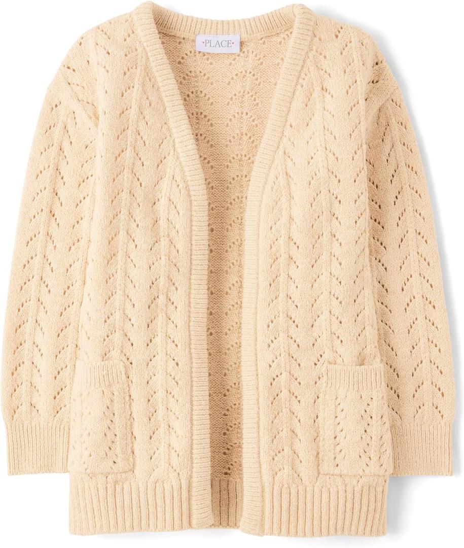 The Children's Place Girls Long Sleeve Open Front Knit Cardigan (XXL)