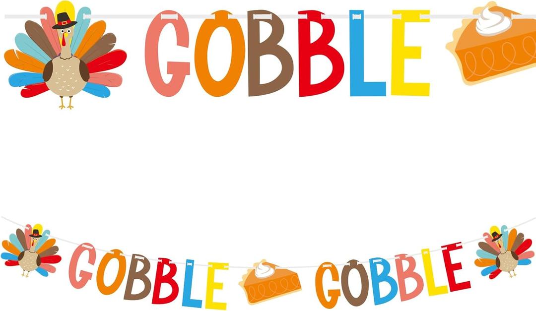 Gobble Gobble Turkey Thanksgiving Banner - Essential Thanksgiving Party Supplies for Unforgettable Party Decorations