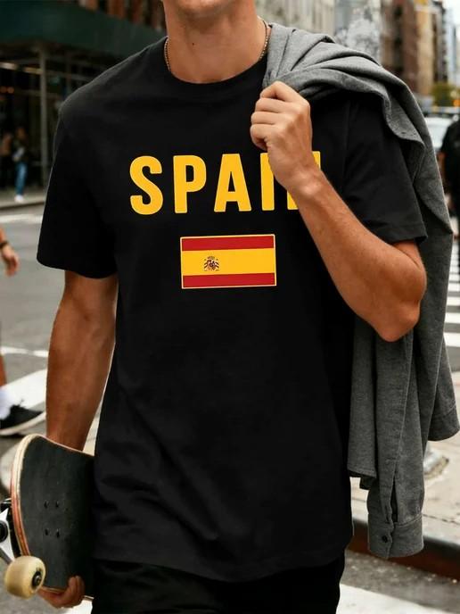 Spain Spanish Flag Espana TShirt, Small, Black