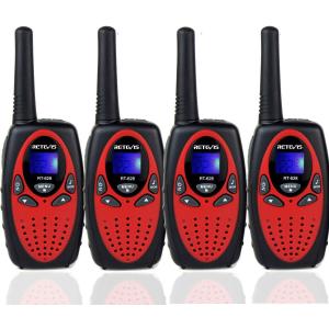 Retevis RT628 Walkie Talkies for Adults, Sturdy and Durable 2 Way Radio with VOX Belt Clip, Walkie Talkies Long Range for Kids Family Camping Cruise Ships Easter Birthday Gifts (4 Pack, Red)
