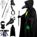 Mens Halloween Costumes Adult Plague Doctor Mask, 11Pcs Plague Doctor Costume, Scary Halloween Mask for Adults