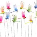 2 x 12 Pieces Dragonfly Garden Decor 3D Dragonfly Garden Stakes 4Colors Ideal for Garden Decorations and House Warmings CHOUYUHE