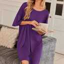 Ekouaer Plus Size Nightgowns for Women Oversized Sleep Shirt Short Sleeve Nightshirt T-Shirt Dress Sleepwear S-5XL (Purple, M)