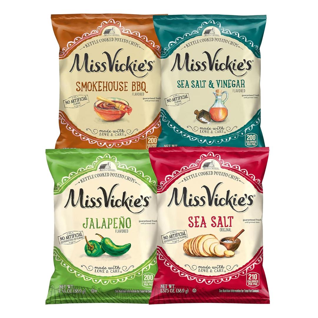 Miss Vickie's Kettle Cooked Potato Chips, Variety Pack, 1.375 Ounce (Pack of 28) (BBD FEB 25 2025)