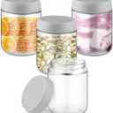 Mirrline 4 Pcs 500ml/16.9oz Glass Jars Overnight Oats Containers Wide Mouth Food Storage Container with Airtight Lids for Sugar Yogurt - Grey