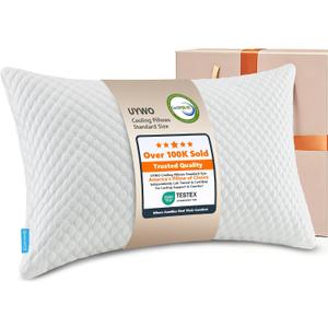 UYWO Cooling Memory Foam Pillows Firm and Soft, Standard Size 1 Pack, Original Adjustable Pillows for Side, Back or Stomach Sleepers with Removable Washable Cover