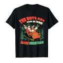 Funny Jesus Santa The Boys are Back in Town Merry Christmas T-Shirt.L