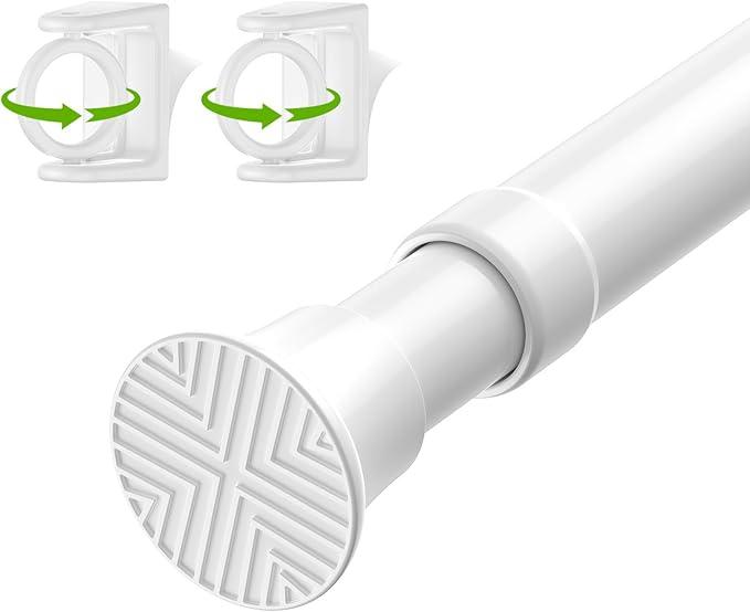 Tension Rods 23-48Inch Tension Curtain Rod Adjustable Curtain Rods No Drilling White Tension Rods for Windows Spring Curtain Rod Tension rods for Doorway,Closet,Windows