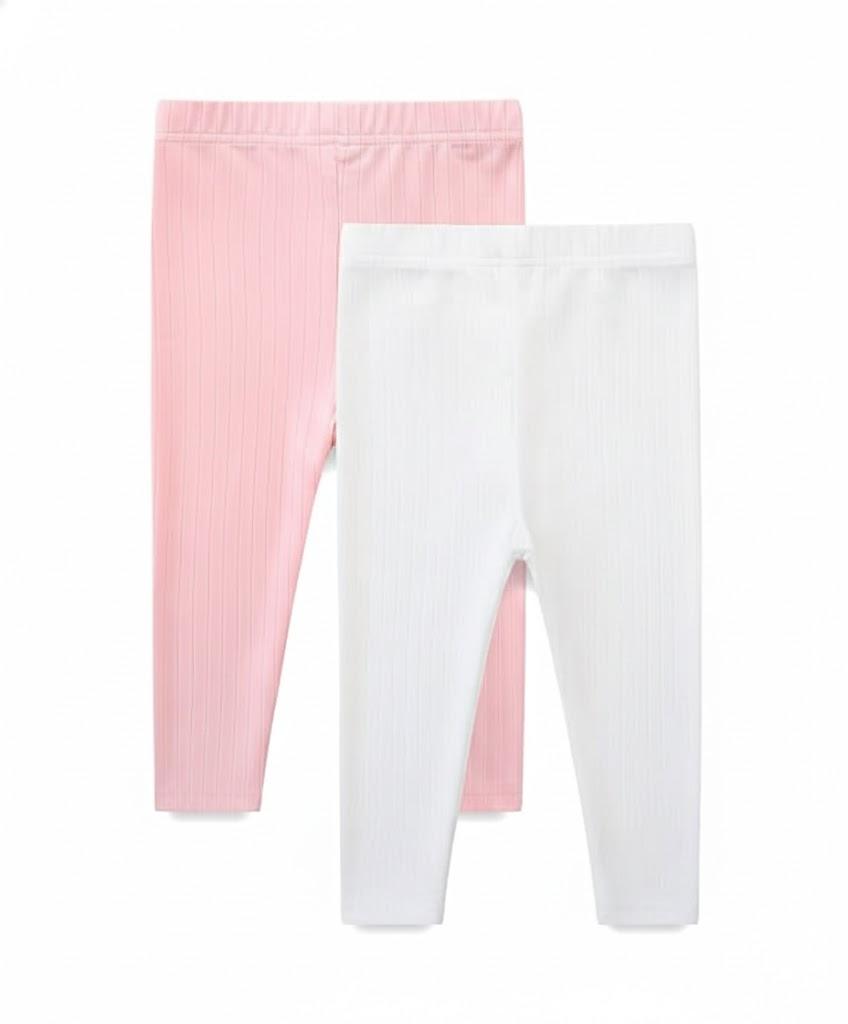 Baby and Toddler 2 Pack Pull On Pants Solid Ribbed Leggings Infant Clothes Size 100 cm