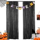 Hahuho Black Sequin Backdrop Curtain, 2PCS 2FTx8FT Glitter Backdrop Curtain for Parties, Christmas, Wedding, Party Decoration2 Panels, 2FT x 8FT, Black