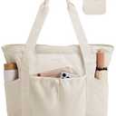 BAGSMART Foldable Tote Bag with Drawstring Bag, Tote Bag Shoulder Bag Top Handle Handbag for Travel, Work, Beach, Gym