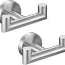Angle Simple Towel Hook Brushed Nickel 2 PCS, SUS304 Stainless Steel Double Robe Hook, Bathroom Towel Holder, Wall Mount