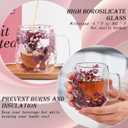 Real Flower Glass Tea Cup, Double Wall Borosilicate Coffee Mug with Preserved Flowers, Clear Aesthetic Floral Glassware, Romantic Gift for Women, Mom, Girlfriend, Mothers Day & Womens Day