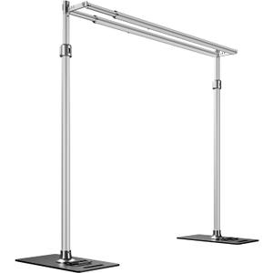 soonpho Pipe and Drape Backdrop Stand, Double Heavy Duty Backdrop Stand Adjustable Telescopic Metal Frame with Wide Flat Bases for Stability for Wedding, Photo Booth, Party & Event Decorations