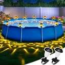 SUNCKET Solar Pool Lights for Framed Above Ground Pools, Waterproof Lights at Night Backyard Pool Accessories, RGB Color Light for Frame Swimming Pools, 4 Pack