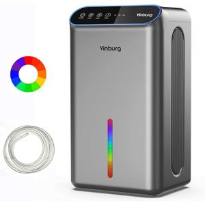 Dehumidifier for Basement (85 OZ, 800 sq ft) Quiet Dehumidifiers for Home, Auto Shut-Off, Sleep Mode, 3 Gear Timer(8H,16H,24H), Small Dehumidifier for Bedroom, Bathroom with Drain Hose(Milky Sliver)