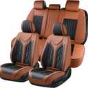 Coverado Seat Covers, Car Seat Covers Full Set, Leather Seat Covers for Cars, Automotive Seat Covers Car Seat Protector Car Accessories Fit for Most Sedans SUV Pick-up Truck(Black&Brown)