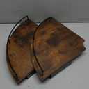 Corner Floating Shelves, Rustic Brown Wood, Set of 2, Wall Mount Storage with Guardrail for Bathroom Kitchen Living Room