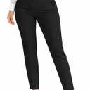 LOVESHOOT Womens High Waisted Pants 2025 Trendy Pleated Straight Leg Dress Pant Business Work Casual Trousers with Pockets Size Large Black
