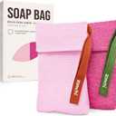 ZOMCHI Soap Bags, Soap Savers for Bar Soap with Different Exfoliating Level, Soap Pouch for Body Wash (2 Pieces, Pink)