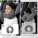 urnexttour Car Pillow for Big Kids Travel Neck Pillows, Memory Foam Neck Support Travelling Pillow with Washable Cotton Pillowcases and Storage Bag, for Airplane, Train, Flight and Home Use Grey