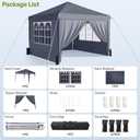 10x10 Pop Up Canopy with Sidewalls, Instant Portable Canopy Tent with Carry Bag for Commercial Events, Camping, Parties - Dark Grey
