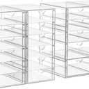 22 Drawers, Acrylic Desk Makeup Organizer, Plastic Drawers Organizer, Stackable Storage Solution for Makeup, Dresser, Office, Bathroom Clear Plastic Craft and Bead Storage Cabinet