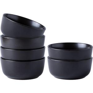 AmorArc Stoneware Cereal Bowls Set of 6, 26oz Soup Bowls Set for Cereal Soup Snacks, Modern Kitchen bowls for Meal, Dishwasher &Microwave Safe, Matte Black