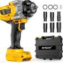Impact Wrench Compatible with DeWalt 20V Battery: 1/2 Inch Hog Ring Impact Driver High Torque - 1360N.m/1000Ft-lbs Cordless Impact Gun - Brushless Motor with 6 Sockets & Carry Case