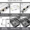MAJALiS Dish Drying Rack Over The Sink, Expandable Stainless Steel Dish Drainer for Small Kitchen Counter Space Saving, RV Compact Plate Strainer In Silver Metal with Hanging Adjustable Utensil Holder