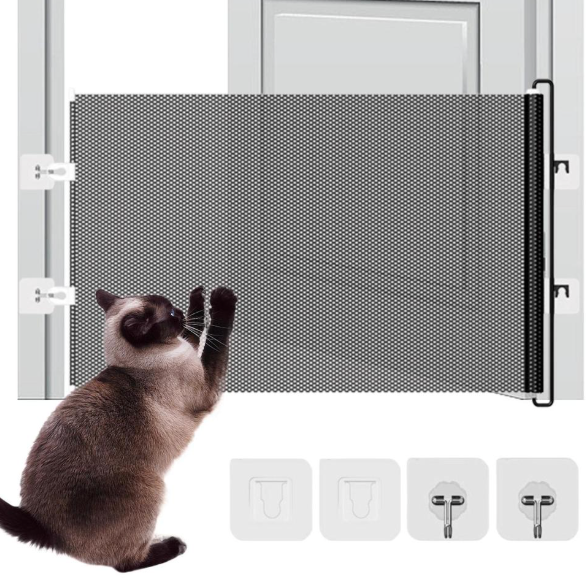 Retractable Gate Indoor Adjustable Safety Mesh Blocker Divider Screen Mesh Retractable Door Gate for Doorways shopebanmy