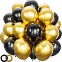 100pcs Black and Gold Balloons 12 Inch Metallic Gold and Black latex Party Balloons for Birthday Retirement Graduation New Year's Eve Party Decorations