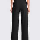 G4Free EverGoing Wide Leg Ankle Pants for Women 7/8 Length Yoga Dress Pants High Waist Stretch with Pockets Casual Work (Black, M)