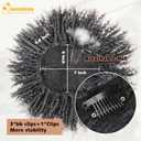 QUEENTAS Curly Toupee for Men and Women 10" Hair Pieces Dreadlock Hair 3603D Cover Knotless Afro Braided Synthetic Hair Topper with 3 Clips(Grey Mixed Black 1B/60)