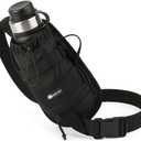 Waist Pack with Water Bottle Holder for Men Women Waist Bag Running Waist Pack Waterproof Dog Walking bag for Outdoor Travel Cycling Climbing Walking Fit All Phones (Bottle Not Included) (Black-Crossbody)