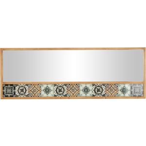 Deco 79 Wood Floral Room Wall Mirror Entryway Mirror with Patterned Mosaic Tile Edge, Wall Mounted Mirror 67" x 1" x 26", Brown