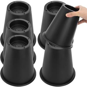 6 Pack 6 Inch Heavy Duty Bed Risers, Round Furniture Riser with Non-Slip Foam Pad, Stackable Couch Lift Riser, Furniture Elevator for Under Bed Storage, College Dorm, Office, Sofa, Table