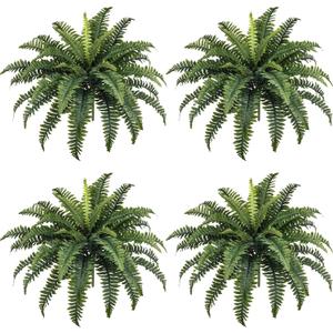 35" Fake Ferns, 4 Large Artificial Bonston Ferns Bushes Plants with 39 Fronds for Outdoors Garden Patio Porch Entrance Low Maintain Home Decor