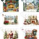 Halloscume 6 Pack 144 Large Piece Christmas Dementia Puzzle for Seniors Santa Claus Snow Cabin Fireplace Memory Paper Jigsaw Puzzles Game for Elderly Adults