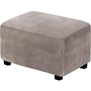 H.VERSAILTEX Real Velvet Plush 1 Piece Form Fit Stretch Rectangle Folding Storage Covers Ottoman Slipcovers Removable Footstool Protect Footrest Covers Elastic Bottom, Machine Washable(Large, Taupe)