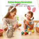 2 x Rattan Effect Resin Bunny Easter Decor,Table Rabbit Easter Decorations,Spring Bunnies Decoration Statue Figurine for Home Farmhouse (Brown, Small-Pair)