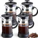 LemonRoad 4 Pack French Press Coffee Maker Borosilicate Glass Coffee Press Heat Resistant Stainless Steel Tea Maker for Travel Camping Kitchen Gifts Includes Pot Filters (34oz)