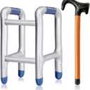 2Pcs Inflatable Walker and Cane,Funny Old Age Costume Accessories,Fake Cane Blow Up Toy Cane Prop for Halloween,Christmas,Retirement Party Decorations